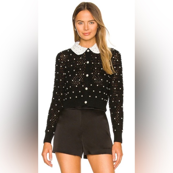 NWT Alice Olivia Collins Pearl Embellishment Crochet Collar